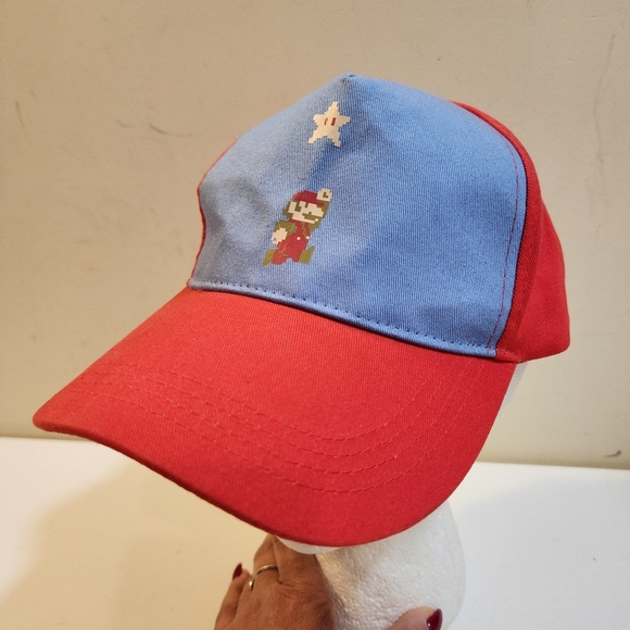 Super Mario Bross Adjustable Red and Blue Cap with Mario Design OS - Picture 4 of 11